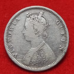Alternative view of EXTREMELY RARE SILVER HALF RUPEE VICTORIA QUEEN 1874 WEIGHT 5.83 GMS BOMBAY MINT IN EXCELLENT CONDITION