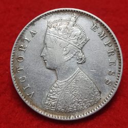 Alternative view of EXTREMELY RARE SILVER HALF RUPEE VICTORIA EMPRESS 1887 WEIGHT 5.83 GMS CALCUTTA MINT IN EXCELLENT CONDITION