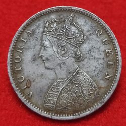 Alternative view of EXTREMELY RARE SILVER HALF RUPEE VICTORIA EMPRESS 1862 WEIGHT 5.83 GMS IN EXCELLENT CONDITION
