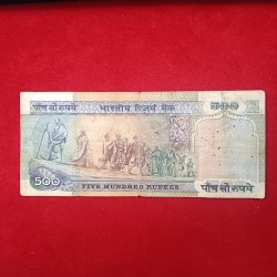Alternative view of 500 Rs Old Rare Dandi March Issue Note Governor S Venkatraman Same Note Given Sku06