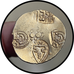 Paramaras of Vidarbha, Gold Gadayana, Shri VISHALA, EXTREMELY RARE ruler 3.55 grams