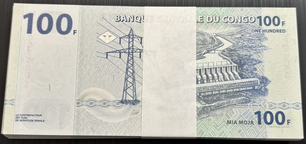 Republic of Congo 100 Francs Big Elephant Serial Wise Bundle 100 New Fresh Notes - Image 2