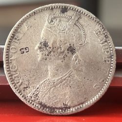 Alternative view of Rare 1892 One Rupee of Victoria Empress Bombay Mint Silver 11.66 Gram British India Coin Same as per shown given