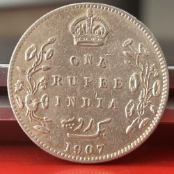 Rare 1907 One Rupee of Edward Vii King Emperor Silver 11.66 Gram British India Coin Same as per shown given