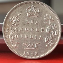 Most Rare 1908 One Rupee of Edward Vii King Emperor Silver 11.66 Gram British India Coin Same as per shown given