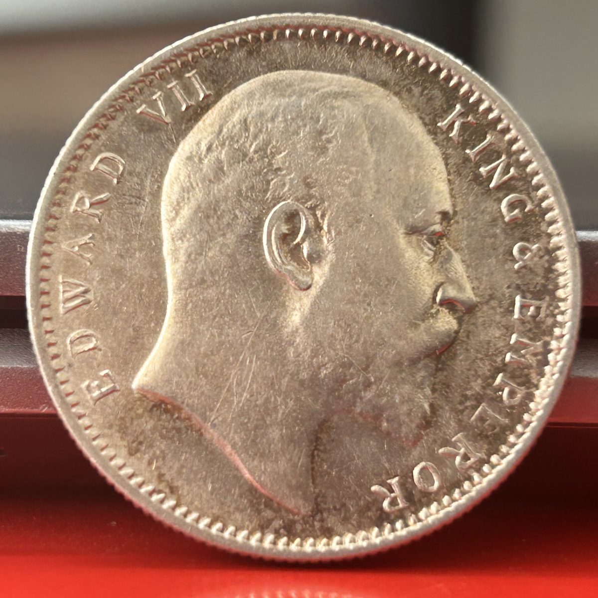 Most Rare 1909 One Rupee of Edward Vii King Emperor Silver 11.66 Gram British India Coin Same as per shown given - Image 2