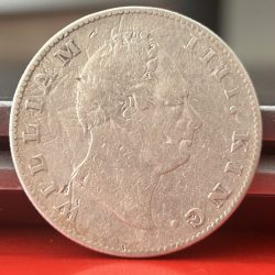 Alternative view of Rare One Rupee 1835 F Mark on Neck Silver Coin of King William IV Collectible Coins of East India Company Silver 11.66 Gram
