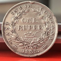 Alternative view of Rare One Rupee 1835 Plain Neck Silver Coin of King William IV Collectible Coins of East India Company Silver 11.66 Gram