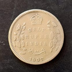 Half rupees of King Edward VII from British India of year 1907