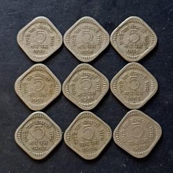 Republic India Denominaton 5 paisa 9 different year Metal coper nickel