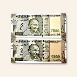India Banknote Rs 500 Twin Set Gem Unc Bank Note Set Solid Holy Number 9GF 786786