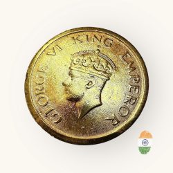 Alternative view of Re 1 Republic India 1947 Tiger Issue Coin King George Vi Gold Plated Very Unique And Rare