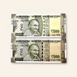 India Banknote Rs 500 Twin Set Gem Unc Bank Note Set Solid Holy Number 8NE 786786