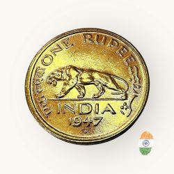 Re 1 Republic India 1947 Tiger Issue Coin King George Vi Gold Plated Very Unique And Rare