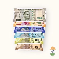 Rs 10 to 500 India Banknote Solid Fancy Set 000056 Gem Unc Unique Collection Rare