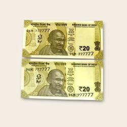Rs 20 TWIN SET Gem Unc Very Unique Bank Note Set Number 96M 777777