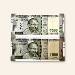 India Banknote Rs 500 Twin Set Gem Unc Bank Note Set Solid Holy Number 6BC 786786