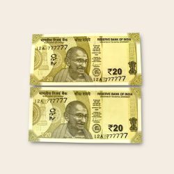 Rs 20 India Banknote Twin Pair Set GEM UNC 12A 777777 Unique and Rare