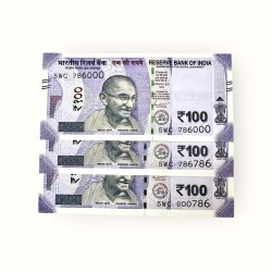 Rs 100 India Banknote Same Prefix Extreme Rare Issue Holy Number 5WC 786000 786786 And 000786 Gem Unc Unique and Rare