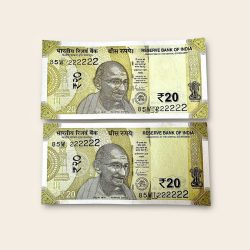 Rs 20 India Banknote Twin Pair Set GEM UNC 85W 222222 Unique and Rare