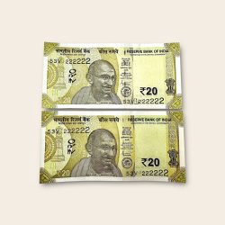 Rs 20 India Banknote Twin Pair Set GEM UNC 53V 222222 Unique and Rare