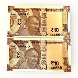 India Banknote Rs 10 Twin Set Gem Unc Bank Note Set Solid Number 30A 666666