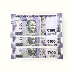 Rs 100 India Banknote Same Prefix Extreme Rare Issue Holy Number 0BC 786000 786786 And 000786 Gem Unc Unique and Rare