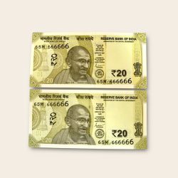 Rs 20 India Banknote Twin Pair Set GEM UNC 65M 666666 Unique and Rare