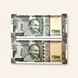 Rs 500 Twin Set Gem Unc Very Unique Bank Note Set Solid Holy Number 7DV 123456