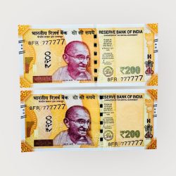 India Banknote Rs 200 Twin Set Gem Unc Bank Note Set Solid Number 8FR 777777