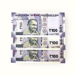Rs 100 India Banknote Same Prefix Extreme Rare Issue Holy Number 000786 786000 and 786786 Unique and Rare