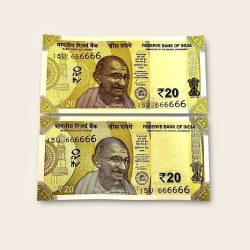 Rs 20 India Banknote Twin Pair Set GEM UNC 15U 666666 Unique and Rare
