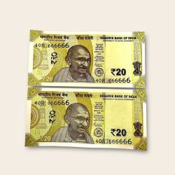 Rs 20 India Banknote Twin Pair Set GEM UNC 40R 666666 Unique and Rare