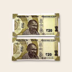 Rs 20 India Banknote Twin Pair Set GEM UNC 15E 111111 Unique and Rare