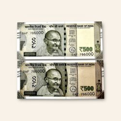 Rs 500 Twin Set Gem Unc Very Unique Bank Note Set Solid Holy Number 0AF 786000