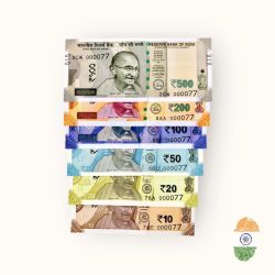 Rs 10 to 500 India Banknote Solid Fancy Set 000077 Gem Unc Unique Collection Rare