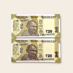 Rs 20 India Banknote Twin Pair Set GEM UNC 68M 786000 Unique and Rare