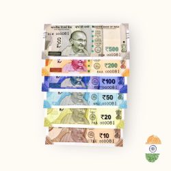 Rs 10 to 500 India Banknote Solid Fancy Set 000081 Gem Unc Unique Collection Rare