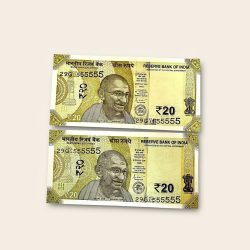 Rs 20 India Banknote Twin Pair Set GEM UNC 29G 555555 Unique and Rare