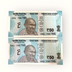 Rs 50 Republic India Banknote Twin Set 5MG Holy Number 786786 Gem Unc Unique and Rare