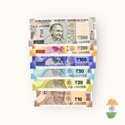 Rs 10 to 500 India Banknote Solid Fancy Set 000086 Gem Unc Unique Collection Rare