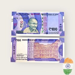 Rs 100 India Banknote Solid Fancy Number 222222 Gem Unc Unique and Rare