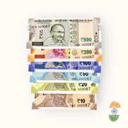 Rs 10 to 500 India Banknote Solid Fancy Set 000087 Gem Unc Unique Collection Rare