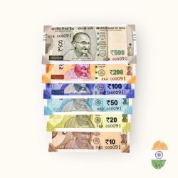 Rs 10 to 500 India Banknote Solid Fancy Set 000091 Gem Unc Unique Collection Rare