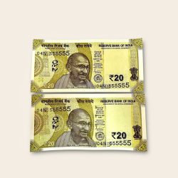 Rs 20 India Banknote Twin Pair Set GEM UNC 04N 555555 Unique and Rare