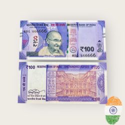 Rs 100 India Banknote Solid Fancy Number 666666 Gem Unc Unique and Rare
