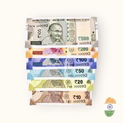 Rs 10 to 500 India Banknote Solid Fancy Set 000093 Gem Unc Unique Collection Rare