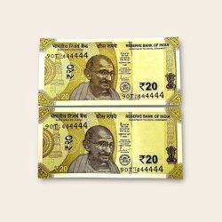 Rs 20 India Banknote Twin Pair Set GEM UNC 90T 444444 Unique and Rare