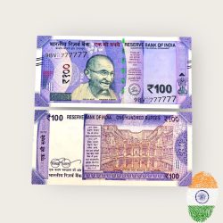 Rs 100 India Banknote Solid Fancy Number 777777 Gem Unc Unique and Rare