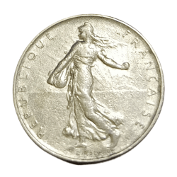 Alternative view of FRANCE Nickel 1 FRANC Year 1960 FLORA and FAUNA with WOMEN Theme in High Collectable Grade.